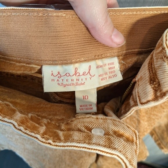 Isabela Maternity Brown Bleach Wash Denim Shorts EUC SZ 10 - Picture 3 of 5